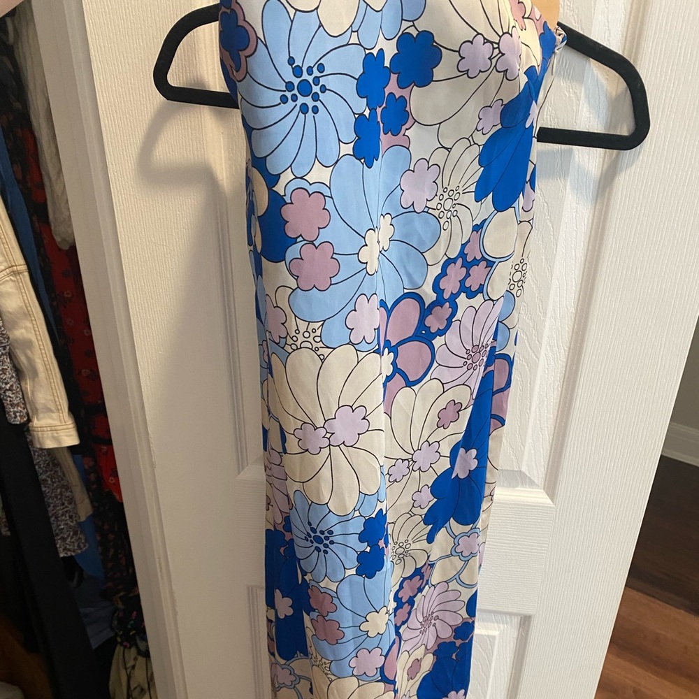 Zara sleeveless floral satin midi dress sz small